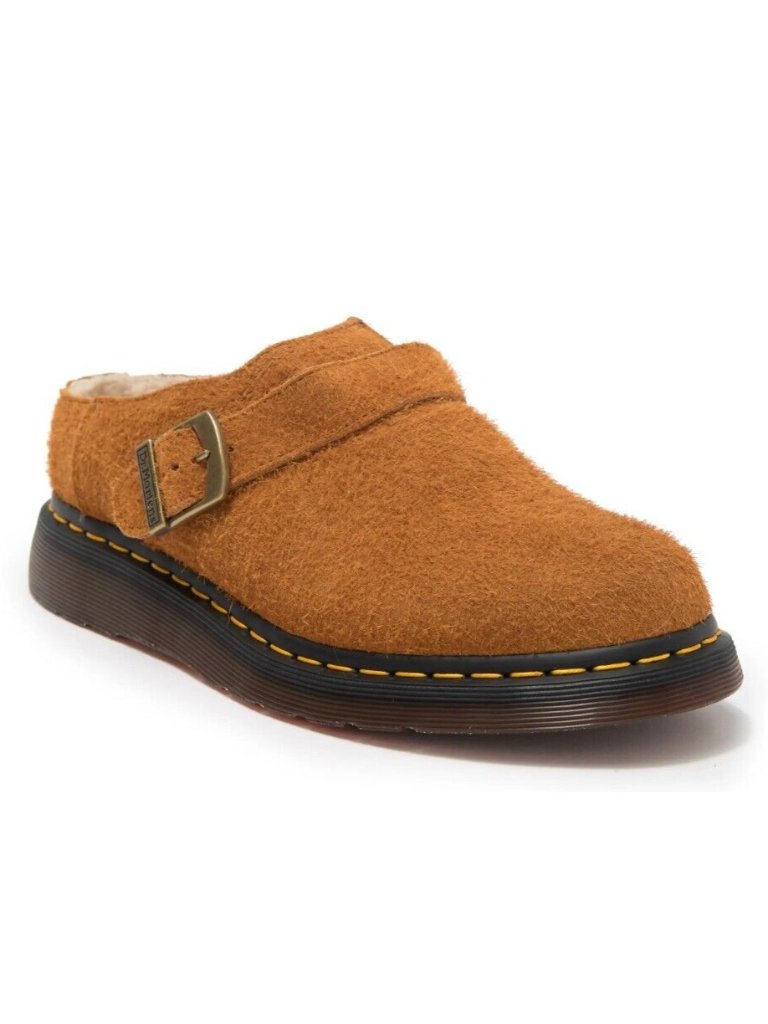 Dr. Martens Isham Womens Faux Shearling Lined Suede Slingback Mules Brown Size 6